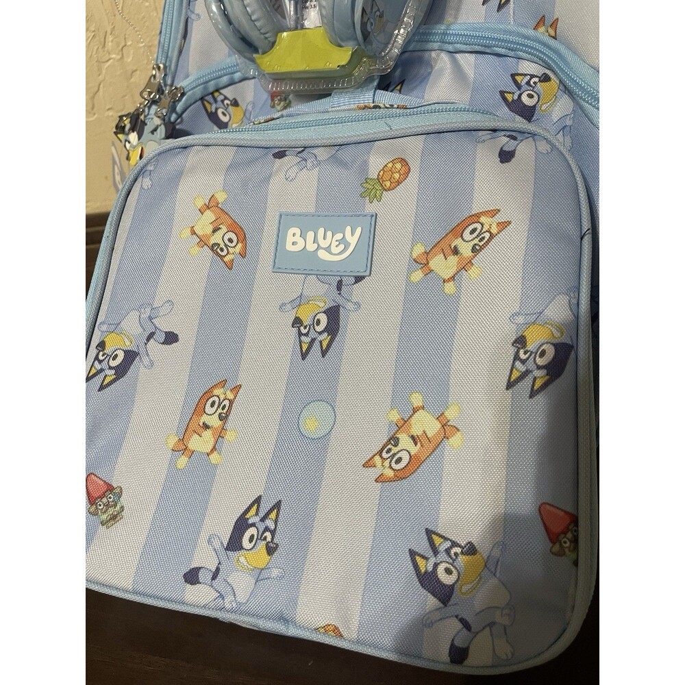 Bluey Unisex 17" Backpack Lunch Box & Headphones 4pc Set Sister Dance New NWT - Picture 2 of 7